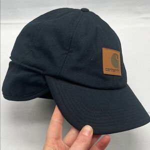 Black Carhartt Workflex Cotton Hat with Ear Flaps